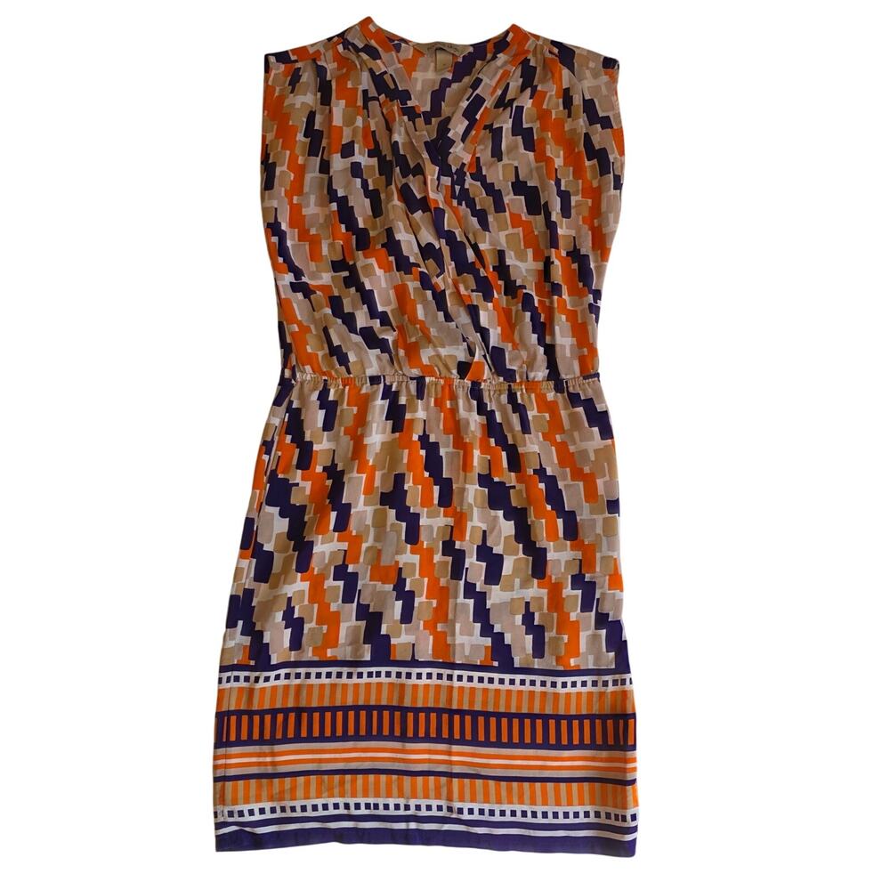 Presley‎ Skye Geometric Faux Wrap Dress Women's Size Small Orange Purple